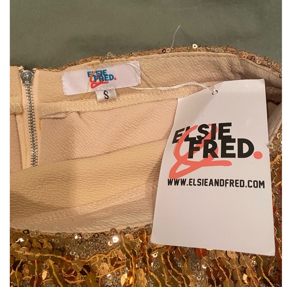 Elsie & Fred Sequined Gold High-Waisted La Bamba Fringe Rave Party Shorts - Picture 7 of 7